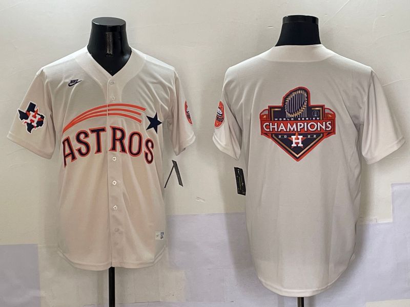 Men Houston Astros Blank Cream Five generations Joint Name 2025 Nike MLB Jersey style 22->houston astros->MLB Jersey